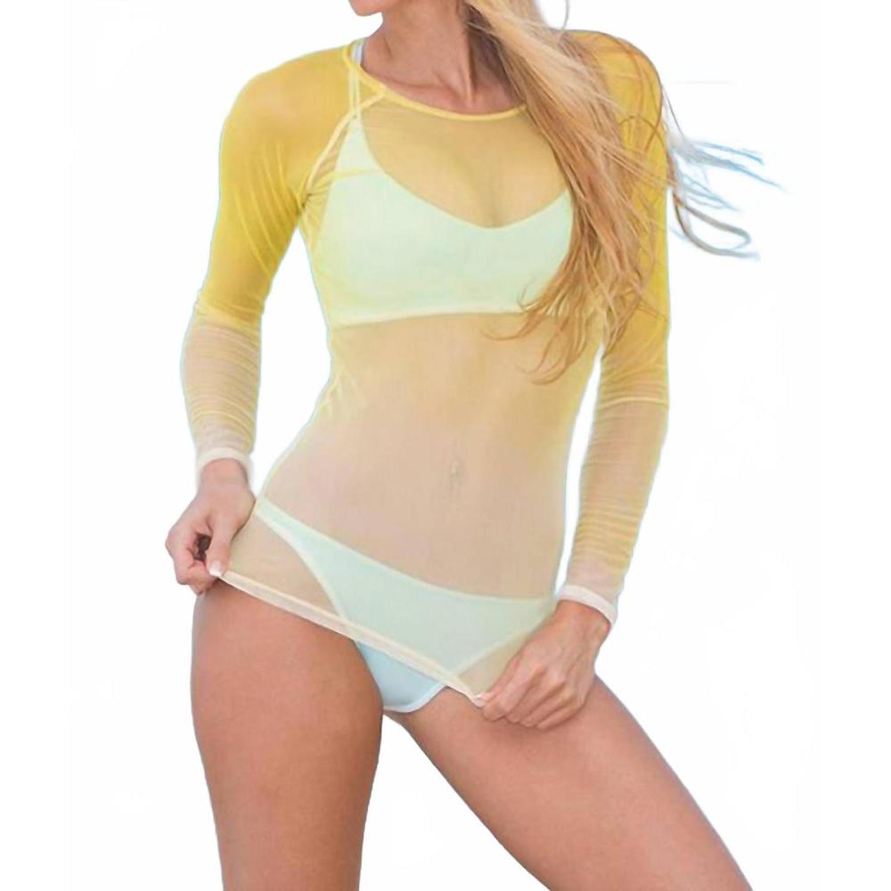 NEW MALIBUTIQUE mesh rash guard in yellow